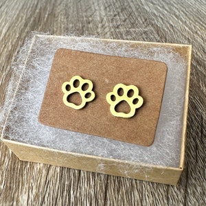 Paw Earrings / Paw Print Studs / Dog Earring / Cat Lover Earring / Gold or Silver / Gift Box Included