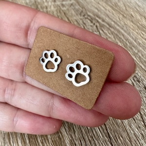 Paw Earrings / Paw Print Studs / Dog Earring / Cat Lover Earring / Gold or Silver / Gift Box Included