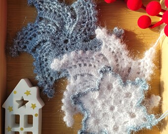 Ensemble de 3 flocons de neige au crochet | Décoration de Noël| Accessoires de Noël| décoration de Noël