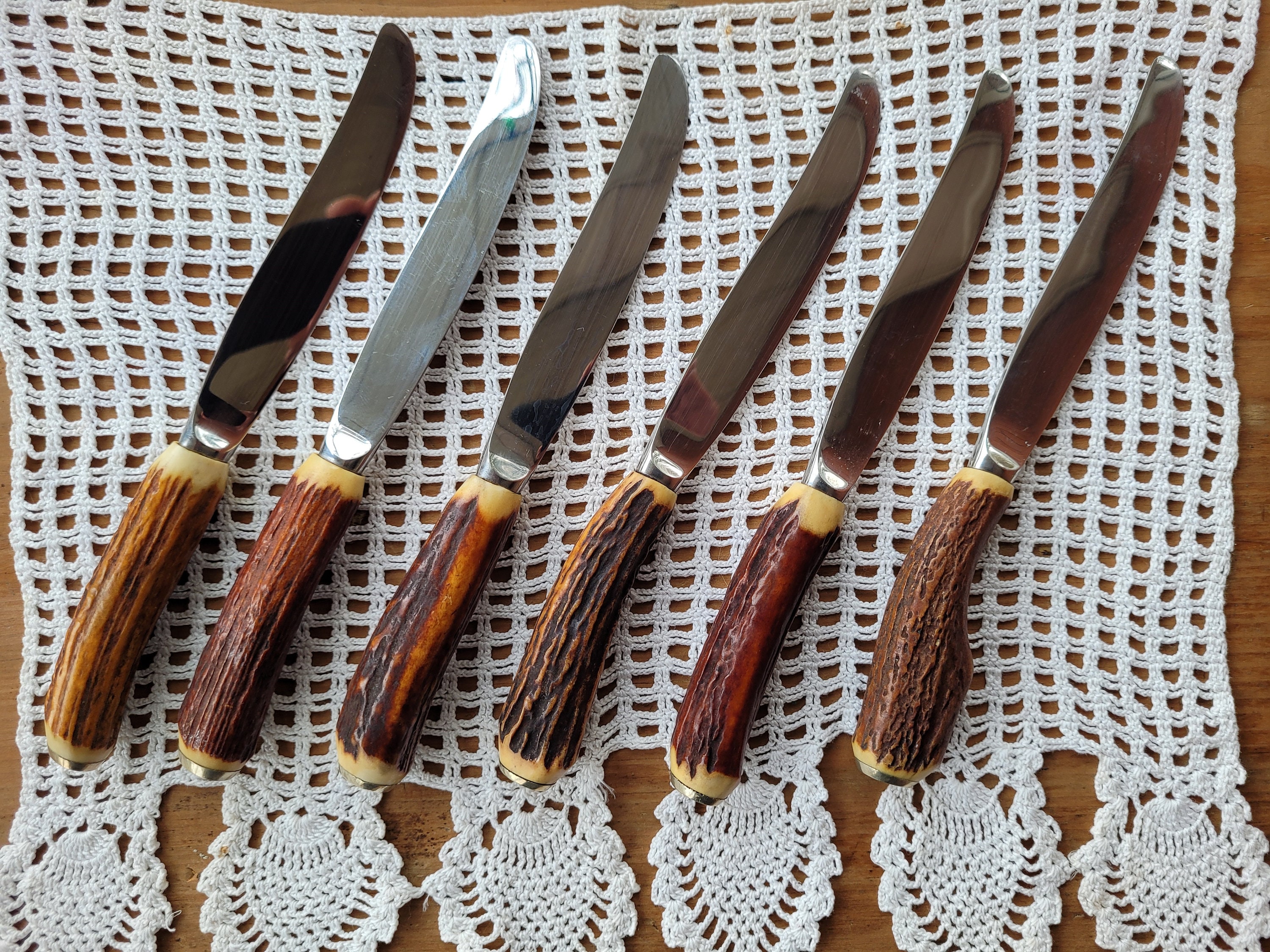Cutlass Stainless Stag Horn Knife Set, Sheffield England, Set of 6