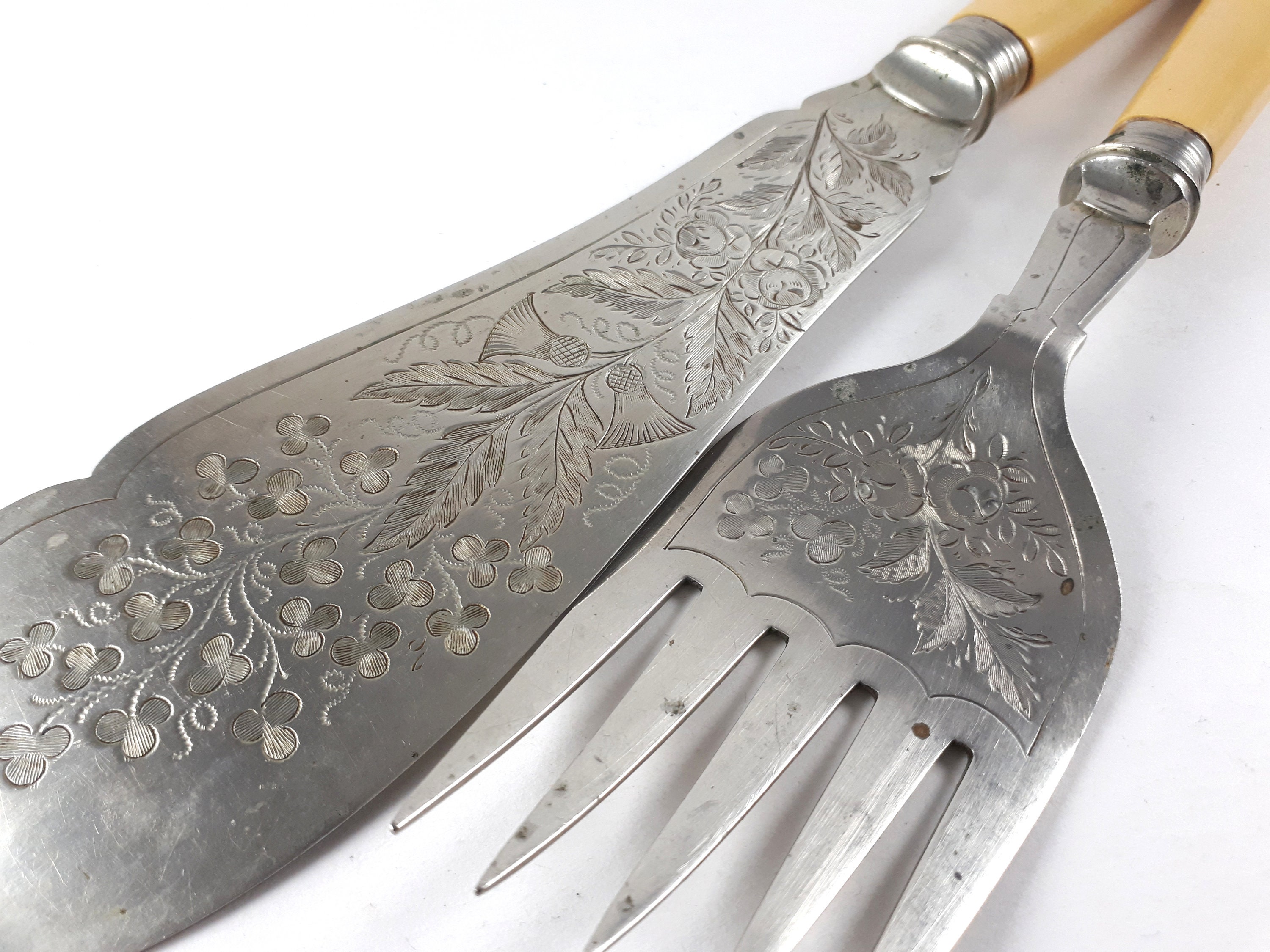Antique Master Fish Knife & Fork Set, Osminium Plated, J. Nodder, Engraved  Flatware, 19th C. Sheffield, New Apartment Gift 
