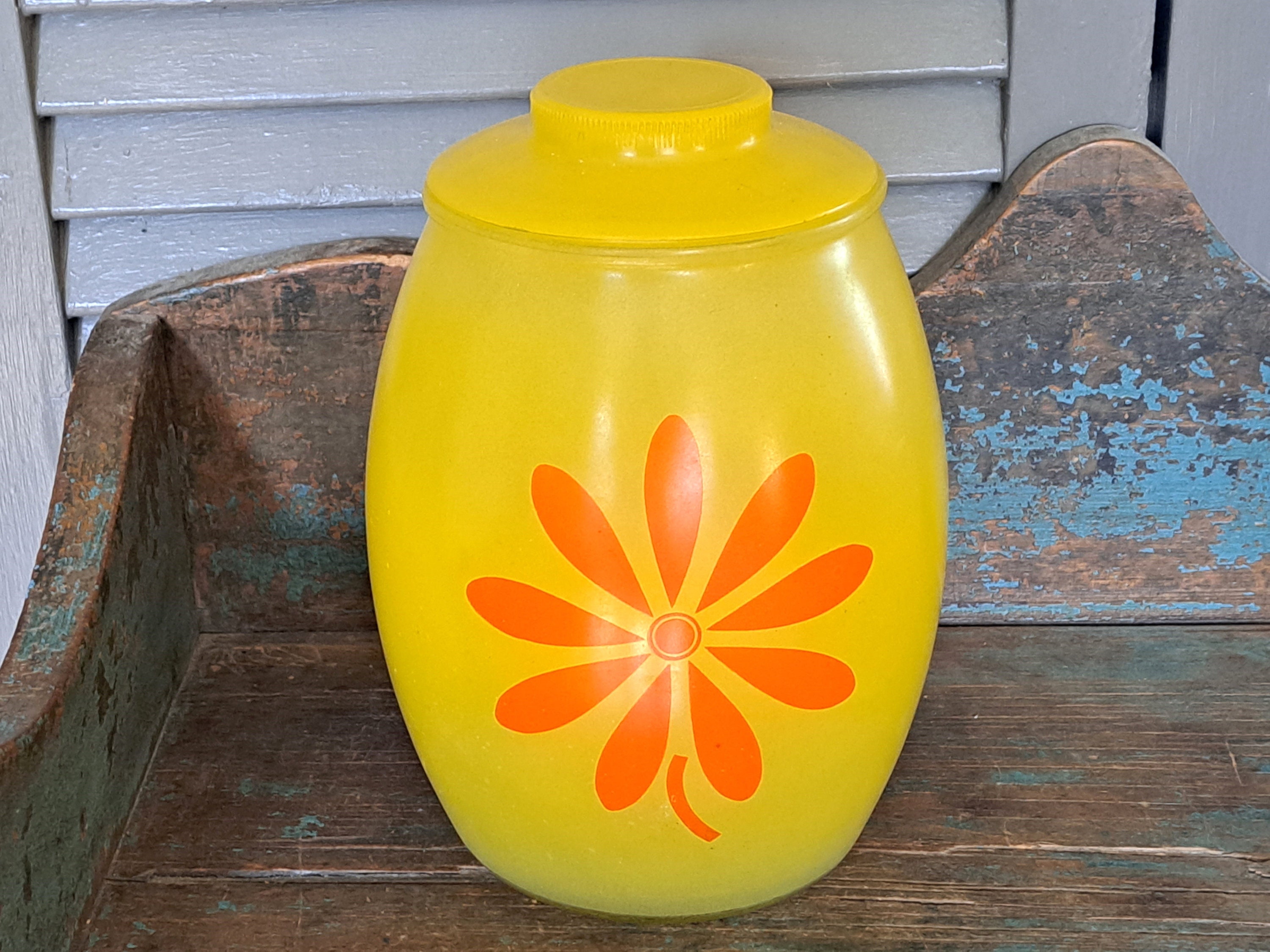 Vintage Bartlett Collins Daisy Cookie Jar With Lid Yellow -  Sweden