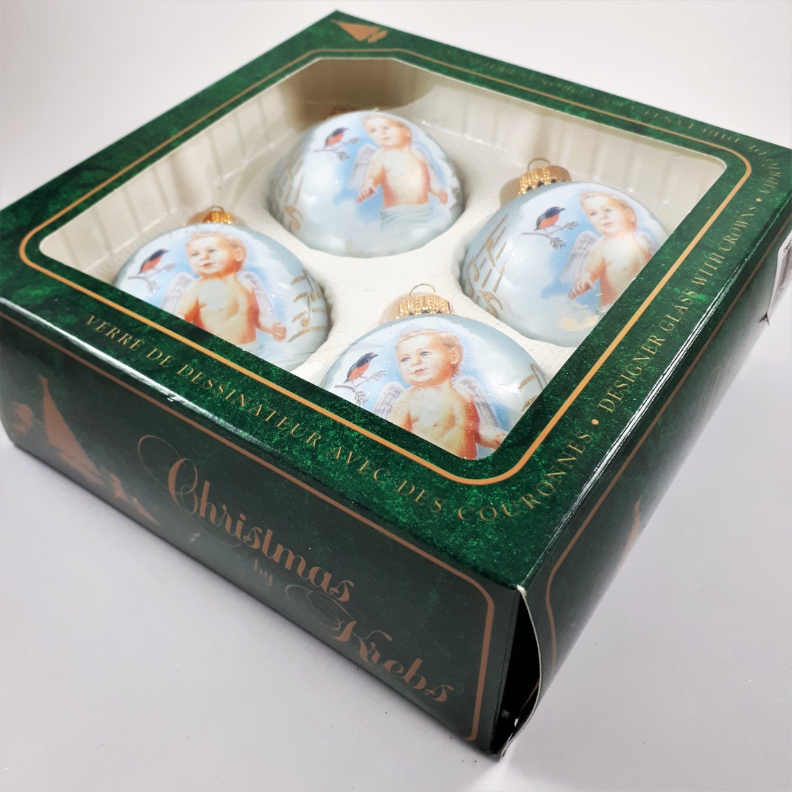 Christmas by Krebs Glass Tree Ornaments Vintage Angels & Etsy
