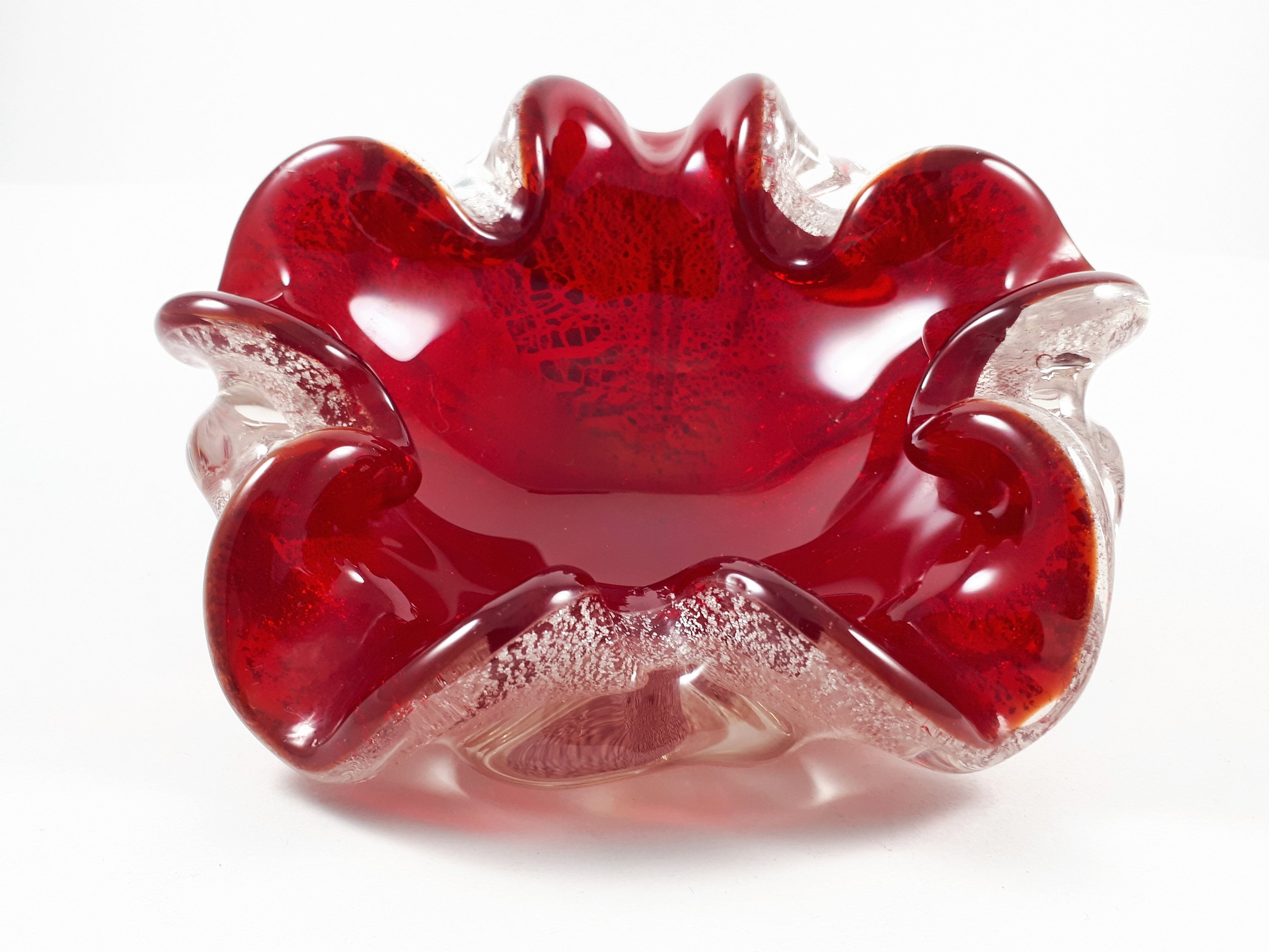 工芸品 Vetri Murano Ashtray Murano Green Vintage Bubble Glass Ashtray | eBay