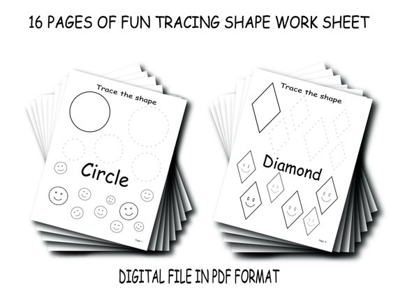 Shape Tracing Printable Preschool Shapes Worksheet - Etsy