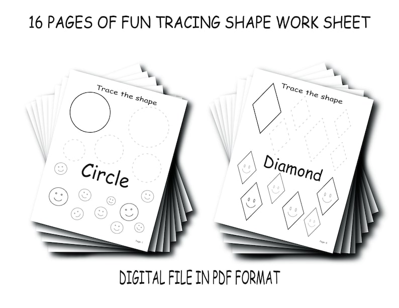 Shape Tracing Printable | Preschool Shapes Worksheet - Etsy