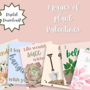 7 Saint-Valentin sur le thème des plantes différentes | Téléchargement numérique
