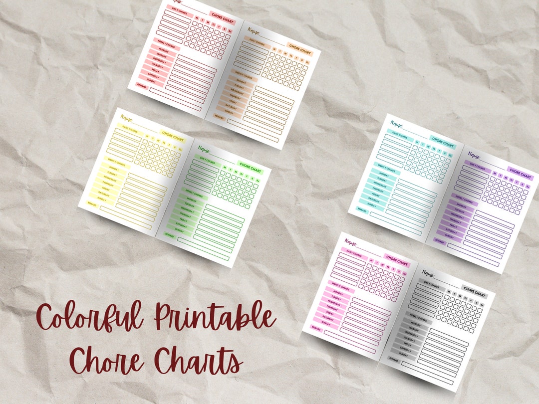 Colorful Daily and Weekly Chore Chart | Digital Download - Etsy