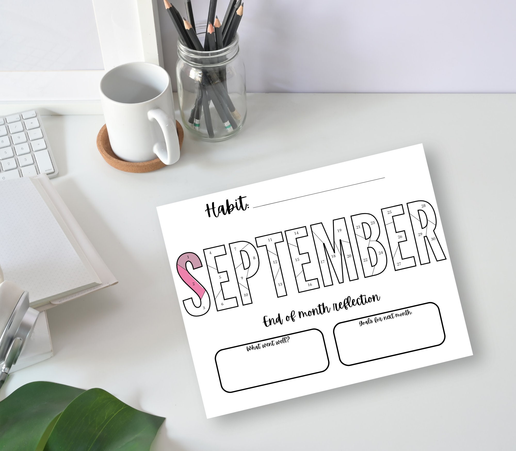 September Step Tracker September Habit Tracker Coloring Sheet | Digital Download - Etsy