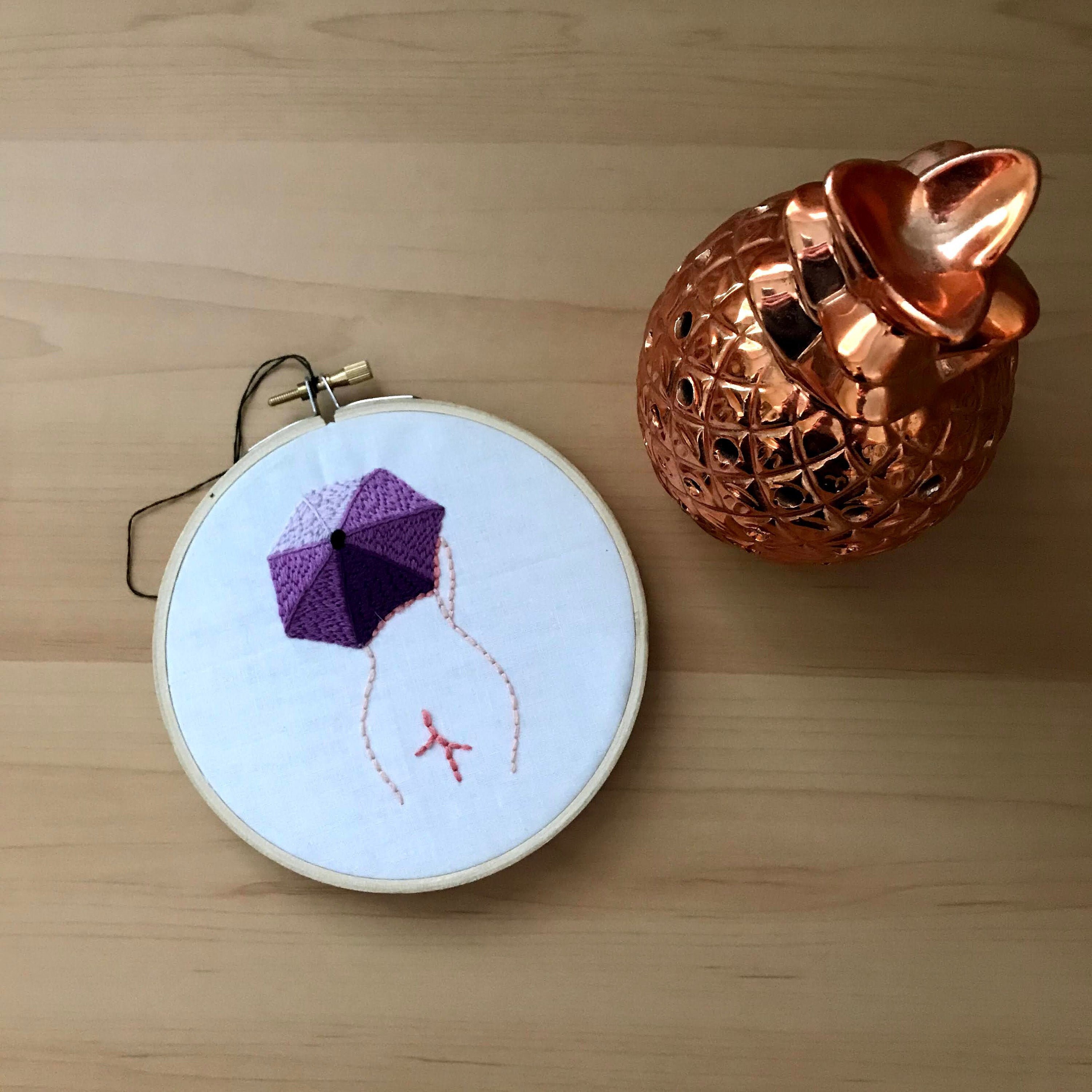 Cheeky umbrella embroidery 5 hoop art handmade  etsy Cheeky umbrella embroidery 5 hoop art handmade  etsy