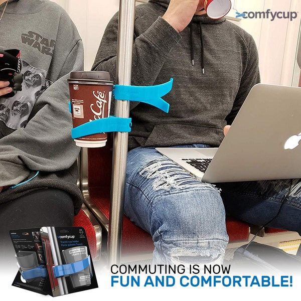 Portable Public Transportation Cup Holder for Daily Commute | Fits Disposable cups & Reusable cups.