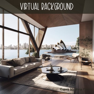 Pack of 13 AUSTRALIAN Living Room Images for Virtual Background, 13 Virtual Australia Images including view of Sydney, Australia Opera House