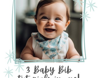 DIY Baby Bib Tutorial with Patterns | 3 bib styles tutorials & patterns: Classic Baby Bib style, Bandana Bib Style, Baby Bib with Pocket