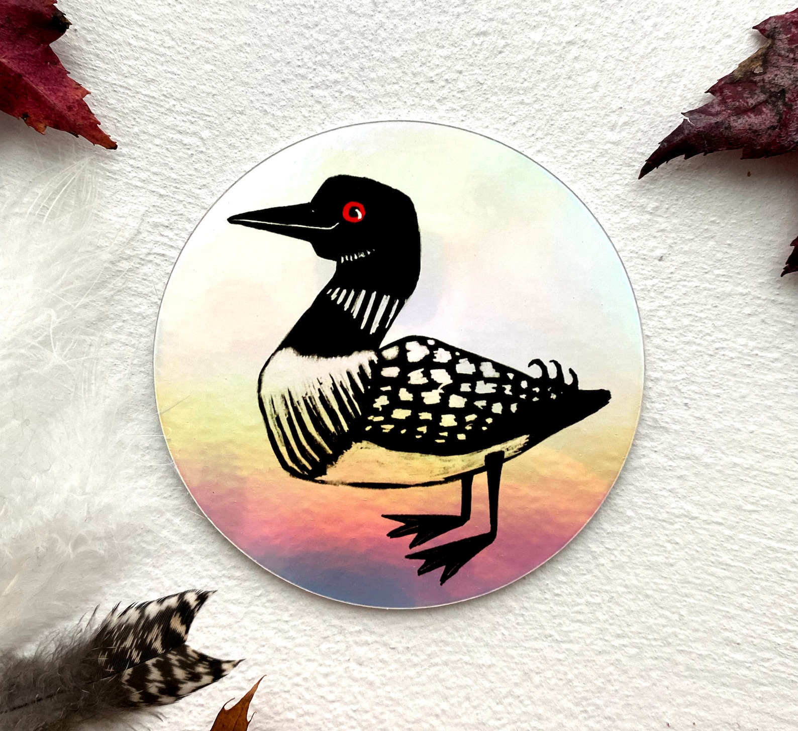 Holographic Loon Sticker / Adirondacks Mountain Lake Life High Peaks ...