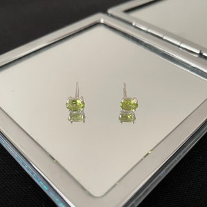 Gorgeous Natural Faceted Green Peridot And 925 Sterling Silver Oval Four Claw Prong Stud Earrings Gift