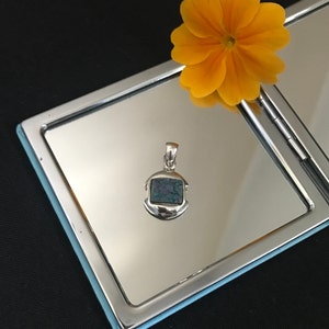 Beautiful Mosaic Natural Blue Opal And 925 Sterling Silver Rectangle Drop Pendant Necklace Gift