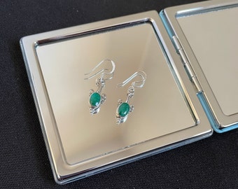 Gorgeous Natural Faceted Green Emerald And 925 Sterling Silver Oval Drop Dangle Earrings Gift