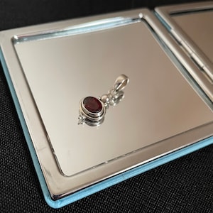 Gorgeous Large Natural Faceted Red Garnet And 925 Sterling Silver Oval Drop Pendant Necklace Gift