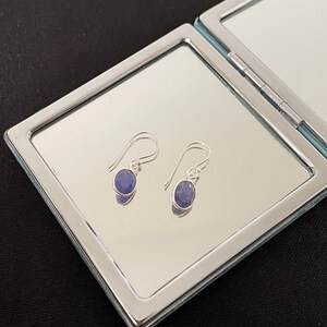 Beautiful Faceted Natural Blue Sapphire And 925 Sterling Silver Oval Drop Dangle Earrings Gift