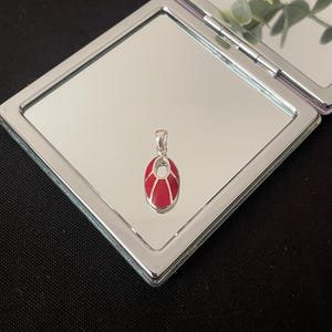 Gorgeous Red Coral And 925 Sterling Silver Mosaic Oval Shaped Drop Pendant Necklace Gift