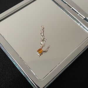 Lindo colar com pingente de letra E em prata esterlina 925, cabochão natural, laranja, âmbar, presente