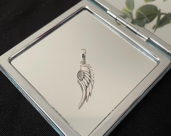 Mooie natuurlijke vliegervormige cabochon roze rozenkwarts en 925 sterlingzilver engelenvleugel druppel hanger ketting cadeau