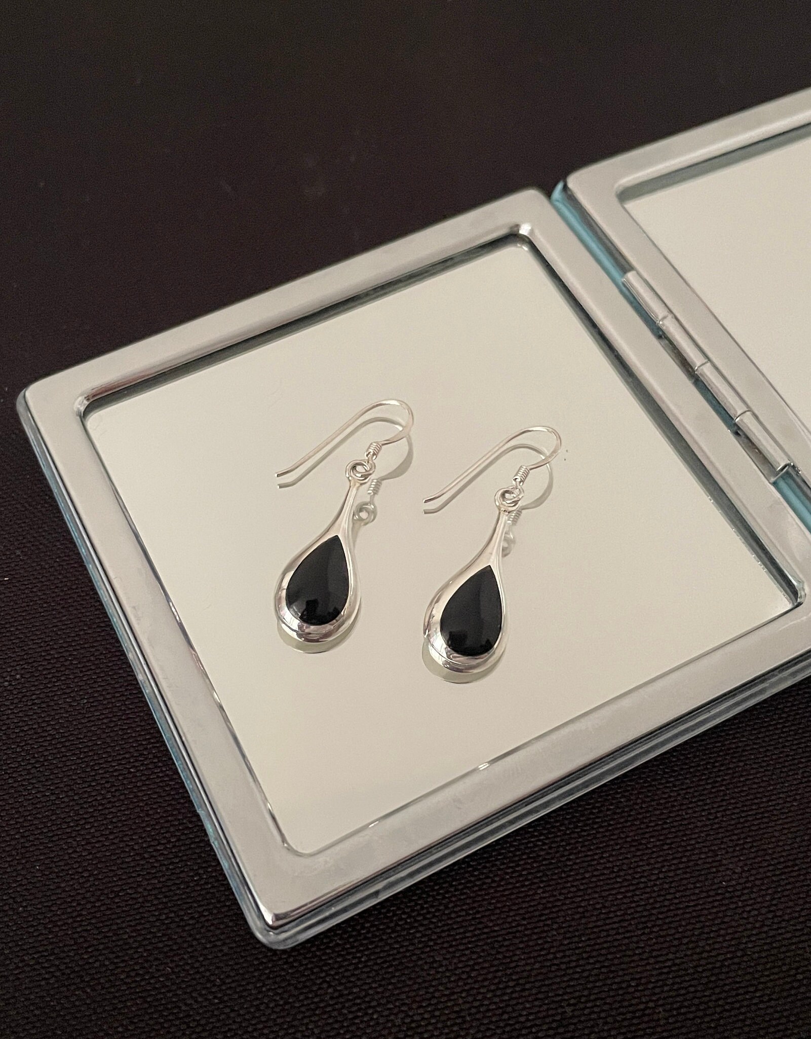 Boucles D'oreilles En Argent Sterling Et Noir - Style Antique, Occasion (sans Marque)