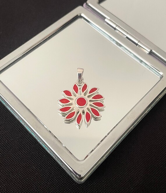 ゴージャスな大きな赤珊瑚と925スターリングシルバーの花のドロップ 