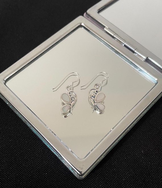 Mother of Pearl Sterling Silver Butterfly Dangle Earrings Mother of Pearl Sterling Silver Butterfly Dangle Earrings