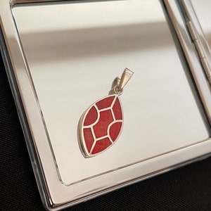 Gorgeous Large Red Coral And 925 Sterling Silver Mosaic Kite Shaped Drop Pendant Necklace Gift