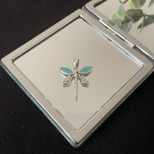 Gorgeous Large Natural Blue Turquoise And 925 Sterling Silver Animal Dragonfly Drop Pendant Necklace Gift