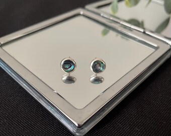 Gorgeous Natural Green Paua Shell/Abalone And 925 Sterling Silver Round Circle Stud Earrings Gift