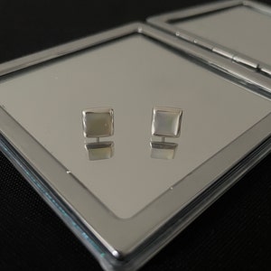 Gorgeous Natural White Mother of Pearl Shell and 925 Sterling Silver Square Shaped Stud Earrings Gift