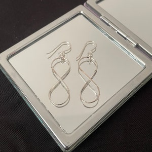 Gorgeous Delicate 925 Sterling Silver Infinity Drop Dangle Earrings Gift