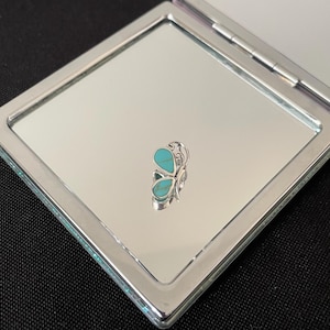 Beautiful Delicate Natural Turquoise And 925 Sterling Silver Butterfly Drop Pendant Necklace Gift