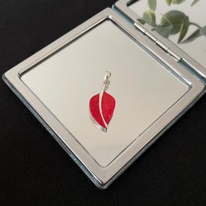 Gorgeous Large Red Coral And 925 Sterling Silver Leaf Drop Pendant Necklace Gift
