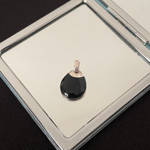Gorgeous Natural Black Onyx And 925 Sterling Silver Teardrop Shaped Drop Pendant Necklace Gift