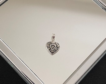 Gorgeous Delicate Natural Faceted Marcasite And 925 Sterling Silver Love Heart Drop Pendant Necklace Gift
