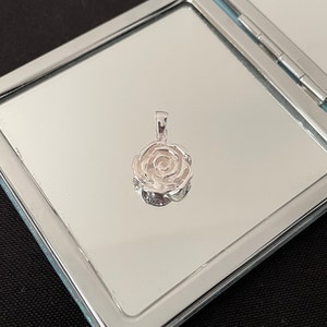 Beautiful Detailed 925 Sterling Silver Rose Flower Drop Pendant Necklace Gift