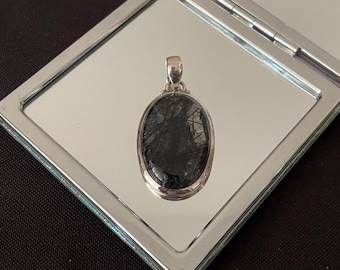 Gorgeous Natural Cabochon Rutilated Quartz and 925 Sterling Silver Oval Drop Pendant Necklace Gift