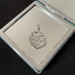 Beautiful Large 925 Sterling Silver Outline Flower Drop Pendant Necklace Gift