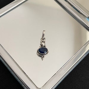 Gorgeous Oval Faceted Natural Blue Sapphire And 925 Sterling Silver Drop Pendant Necklace Gift