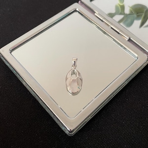 Beautiful Mosaic Natural White Mother Of Pearl Shell And 925 Sterling Silver Oval Drop Pendant Necklace Gift