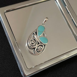 Gorgeous Large Natural Turquoise And 925 Sterling Silver Animal Butterfly Drop Pendant Necklace Gift