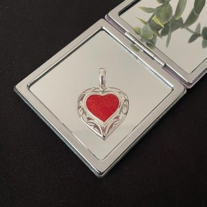 Stunning Large Red Coral And 925 Sterling Silver Love Hear Drop Pendant Necklace Gift