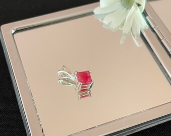 Beautiful Natural Faceted Natural Red Ruby and 925 Sterling