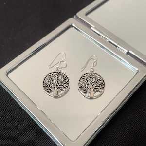 Gorgeous 925 Sterling Silver Tree Of Life Round Circle Drop Dangle Earrings Gift