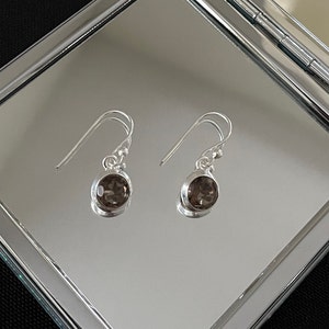 Gorgeous Natural Faceted Brown Smokey Quartz And 925 Sterling Silver Round Circle Drop Dangle Earrings Gift