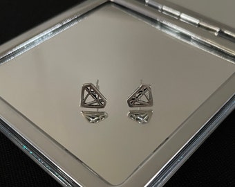 Hermosos pendientes de botón con forma de diamante de plata de ley 925 para regalo.