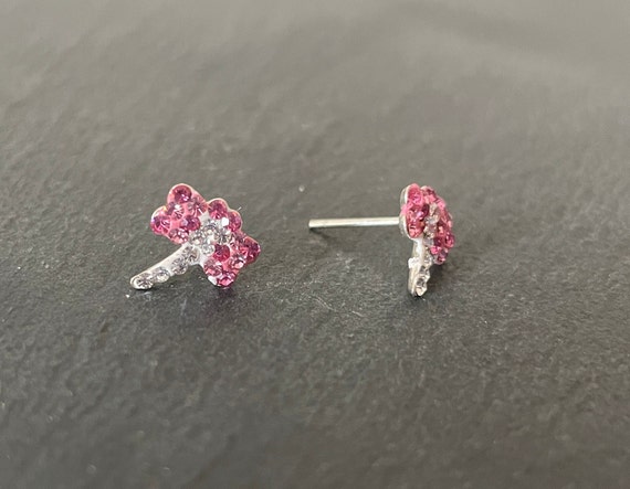 Orecchini A Bottone Libellula In Argento 925 Con Cristalli | Rosa | 1,4 Cm | Confezione Regalo - 3